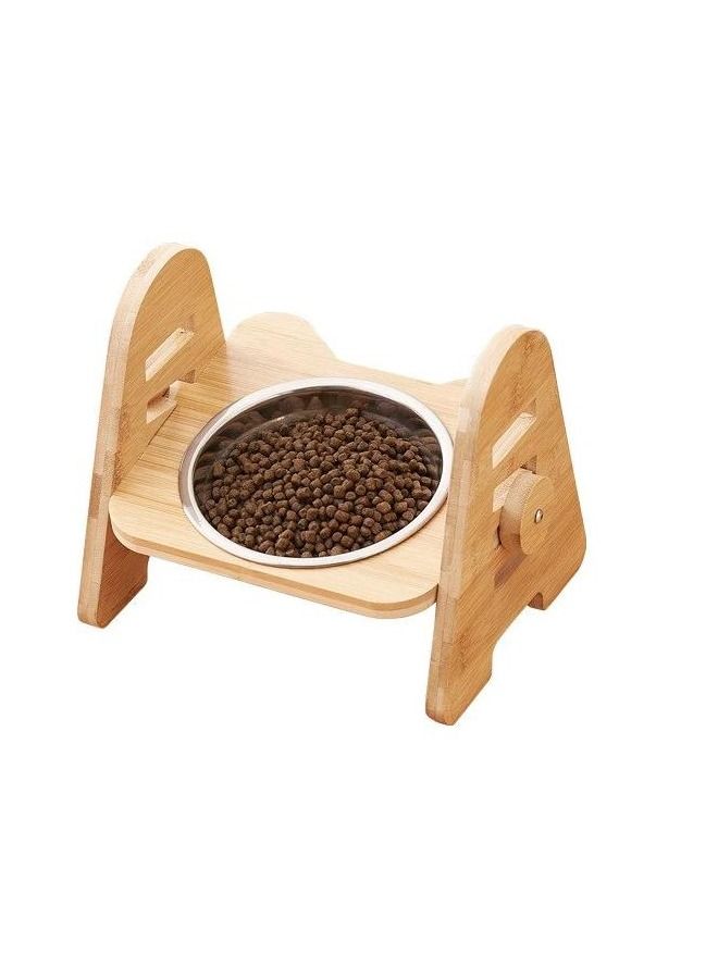 Japanese style raised steel cat bowl with wood stand (single) - Image 4