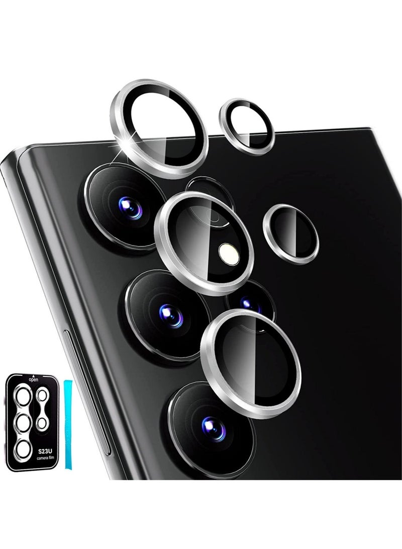 Raxoom Samsung Galaxy S23 Ultra Camera Lens Protector, 9H Tempered Glass + Aluminum Alloy Metal Individual Lens Screen Ring for S23 Ultra 6.8in 5G 2023 [Removal Tool] - Sliver - Image 1