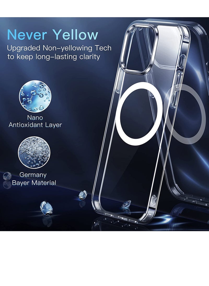 glassology Iphone 15 Pro Magsafe Shockproof Anti Yellowing Crystal Clear Military Grade Protection Bumper Case Cover (Transparent)  - Image 5