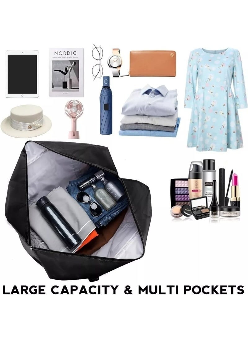 تانجبلب حقيبة سفر قابلة للطي، حقيبة يد مقاومة للماء، حقيبة يد خفيفة الوزن، حقيبة أمتعة، مناسبة للرياضة، صالة الألعاب الرياضية، العطلات، للجنسين - أسود - Image 5