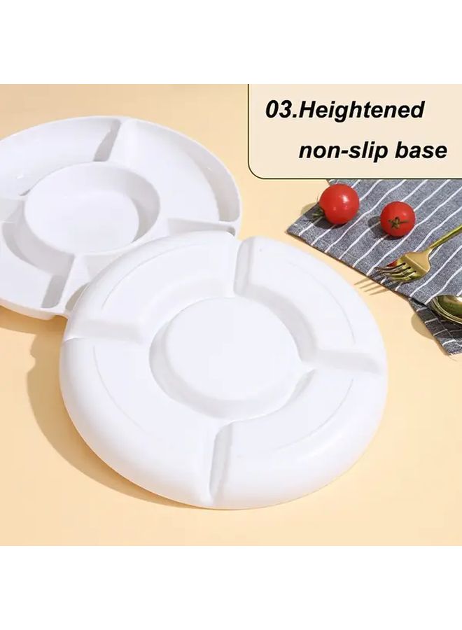 White 5 Compartment Round Snack Tray Heavy Duty Plastic Party Platter - Image 5