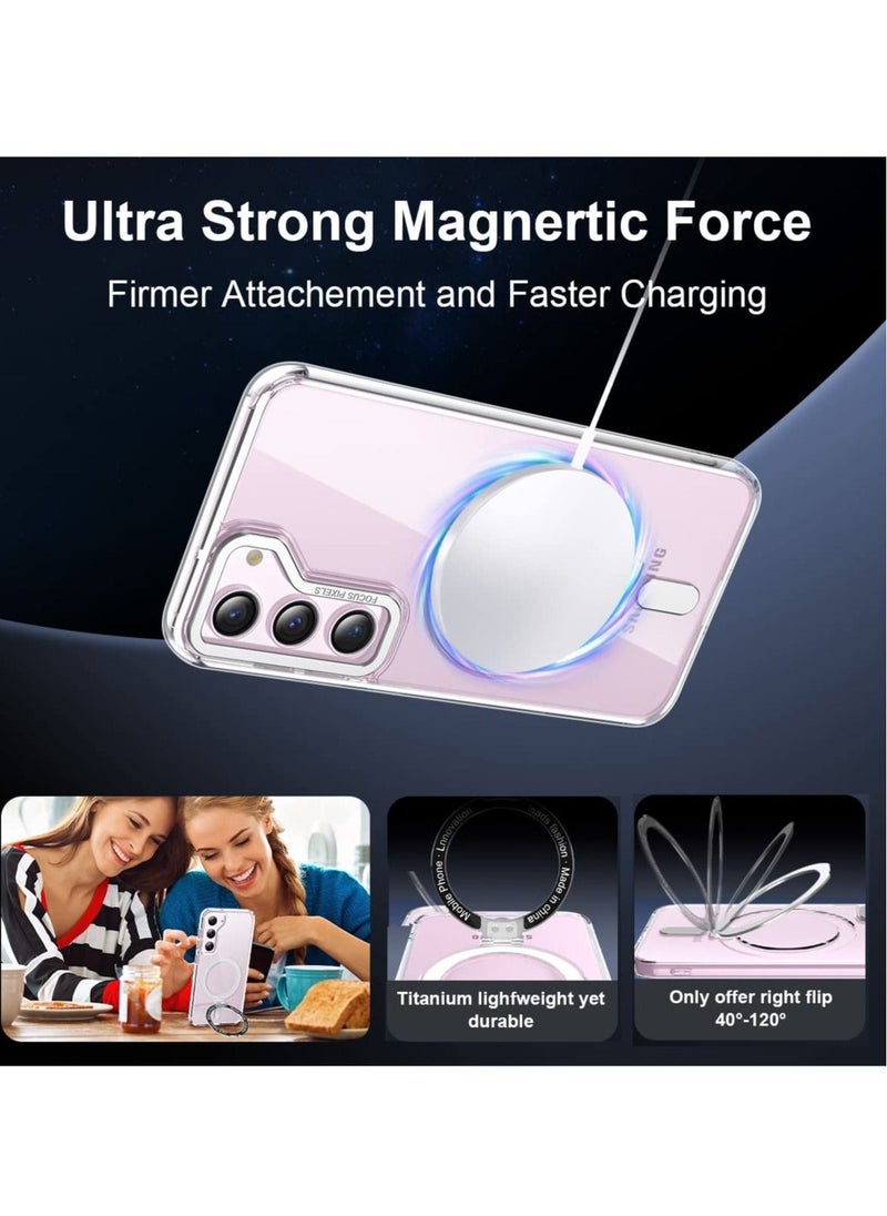 Excefore - Embedded Kickstand Cover, Compatible with MagSafe Samsung Galaxy S23 Ultra Case Clear,  with Magnetic Wirless Charging Shockproof Matte Slim Phone Case for Galaxy S23 Ultra - Image 1