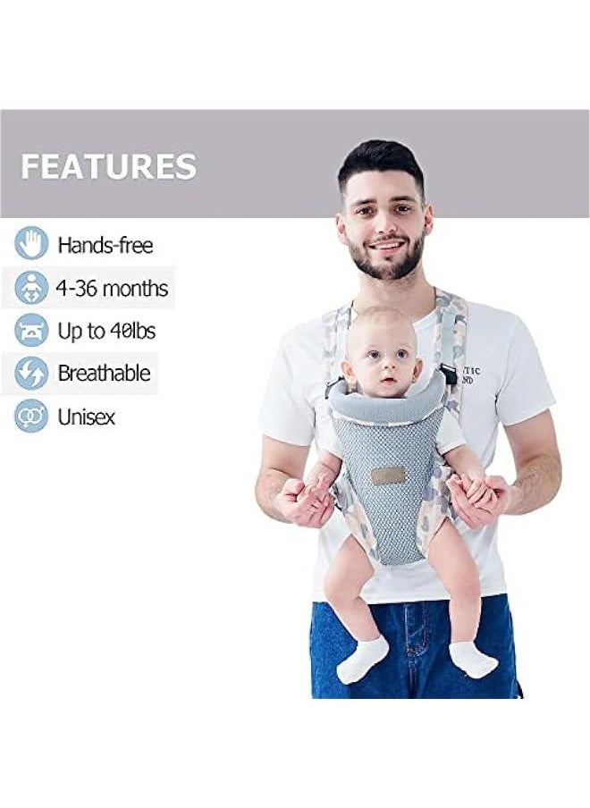Gonice Baby Carrier, Embrace Cozy 4-in-1 Infant Carrier Ergonomic Adjustable Holder Portable Convertible Front and Back Backpack Carry for Infants Toddlers Babies Girl and Boy 12-40 Pounds (Grey)  - Image 3