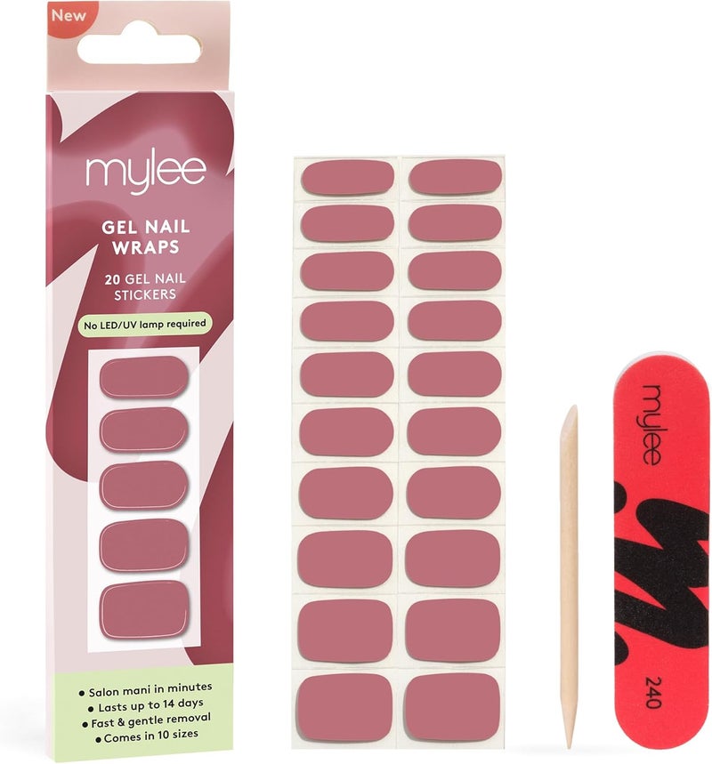 Mylee Gel Nail Wraps 10 PreCured Gel Stickers for Instant Mani No Lamp Needed ChipResistant Glossy Finish Lasts Up to 14 Days Easy to Apply Vegan CrueltyFree 0007 Vintage Rose