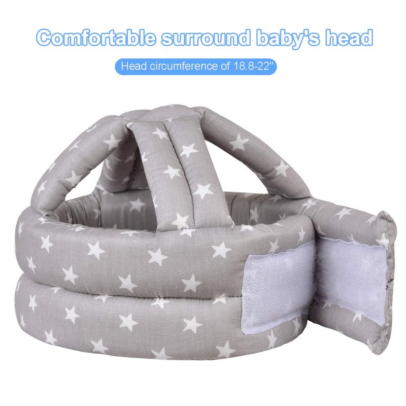 TORASO Baby Helmet, Baby Infant Head Helmet for Crawling, Head Cushion Bumper Bonnet, Soft Headguard for Toddler Learning to Walk, Gray Star (1) - Image 2