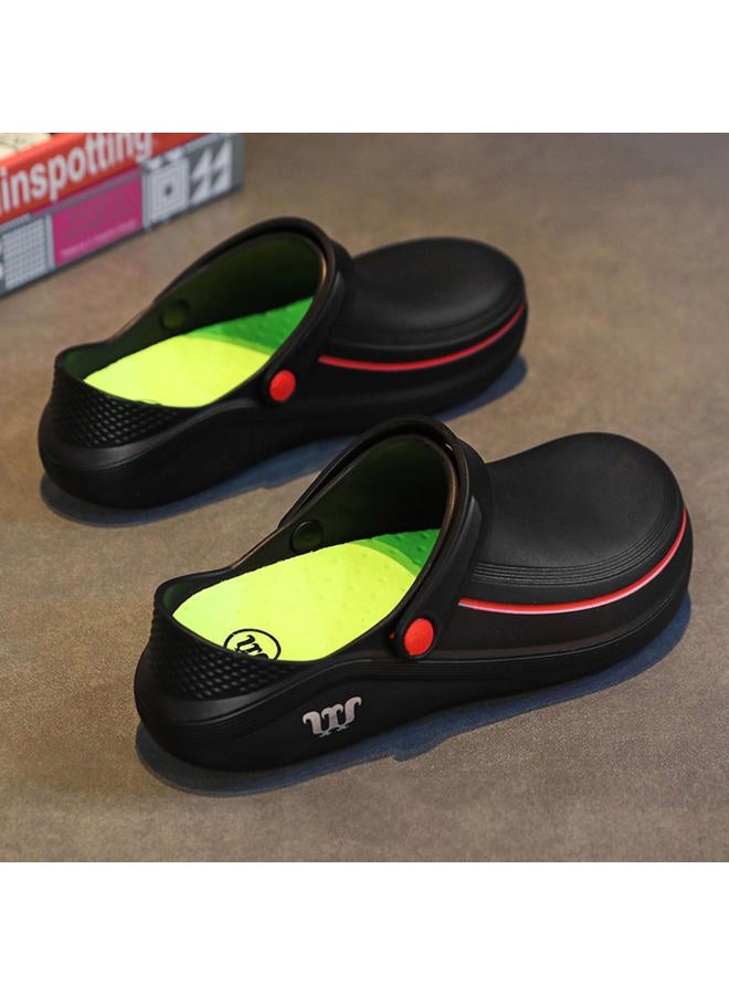 SECHRITE Men's and Women's Work Clogs - Unisex Garden Chef Shoes Non Slip Waterproof Nurse Kitchen Food Service Shoes, Black, 9-10 Women/7-8 Men - Image 3