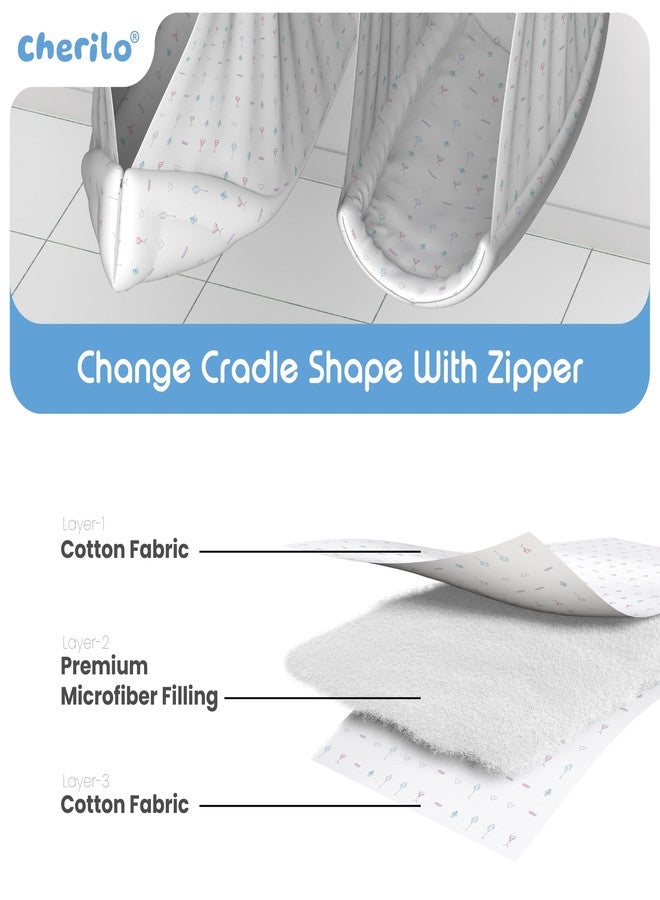 Cherilo Baby Swing Cradle(Jhula) with Mosquito Net, Spring Hanger & Metal Window Cradle Stand - White Abstract - Full Set - Image 5