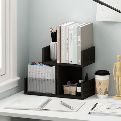 Furinno HERMITE Desk File Folder Organizers 3Shelf Desktop Office Organization Racks Desk Top Display Book Shelf for Paper Office Supplies Magazine Espresso - Image 3