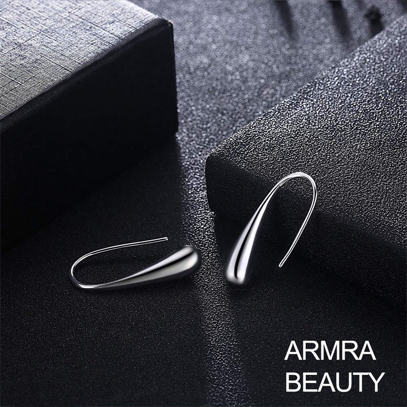 ARMRA Fashion Classic Sterling Silver Thread Drop Earrings Teardrop Back Chunky Dangle - Image 4