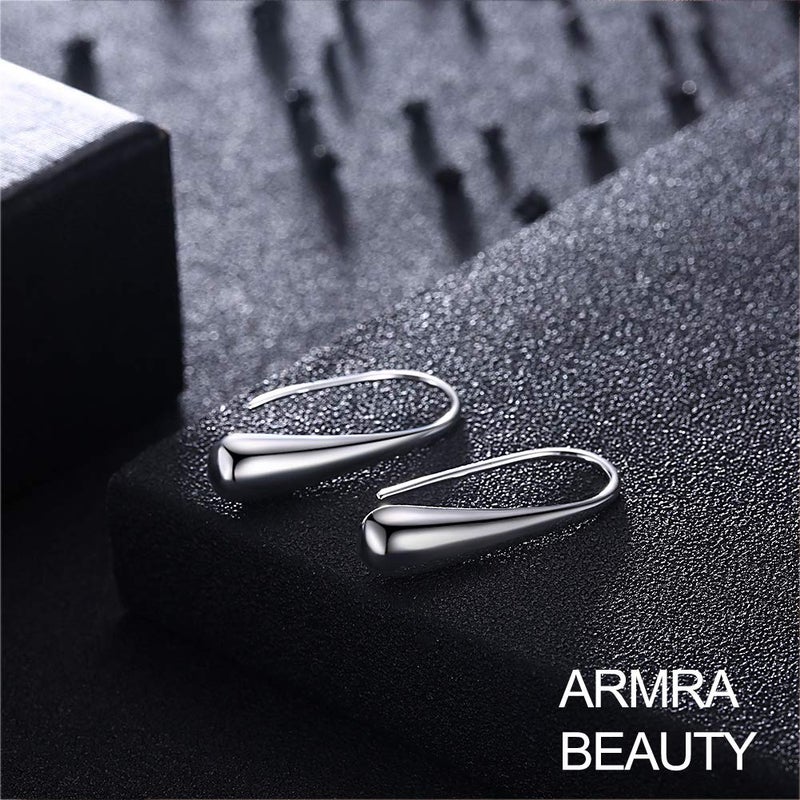 ARMRA Fashion Classic Sterling Silver Thread Drop Earrings Teardrop Back Chunky Dangle - Image 5
