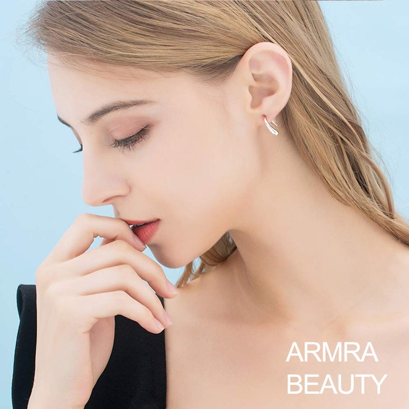 ARMRA Fashion Classic Sterling Silver Thread Drop Earrings Teardrop Back Chunky Dangle - Image 3
