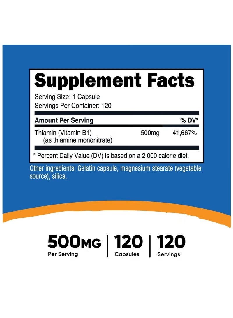 Nutricost, Vitamin B1, 500 mg, 120 Capsules - Image 2