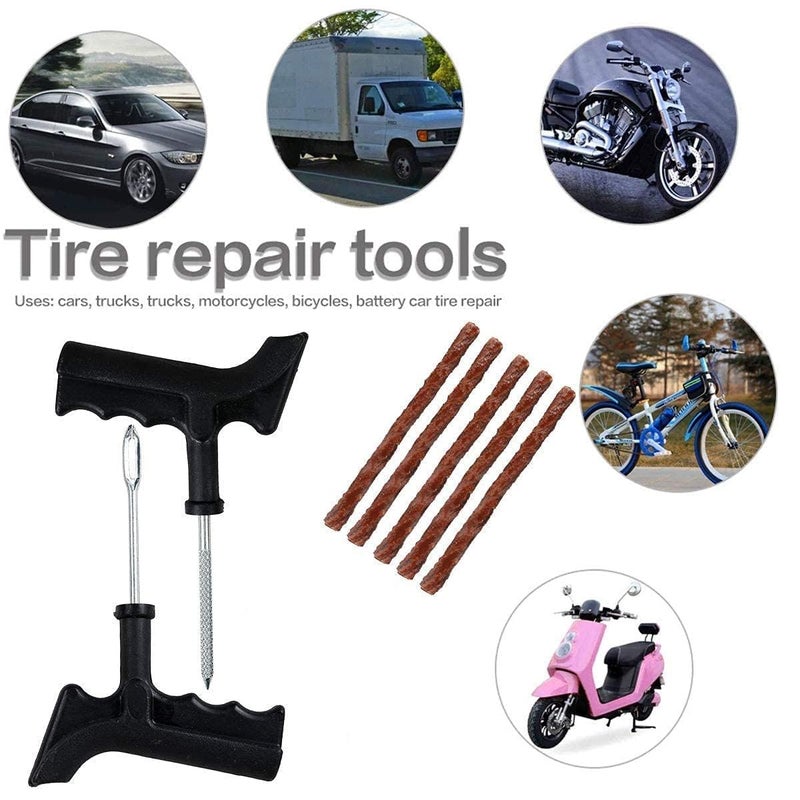 FROCEL Premium 8in1 Universal Tubeless Tire Puncher Kit Emergency Flat Tire Repair Patch Puncture Kit for Car, Bike, SUV, & Motorcycle with Storage Bag, Polish,Glue, Plier - Image 2