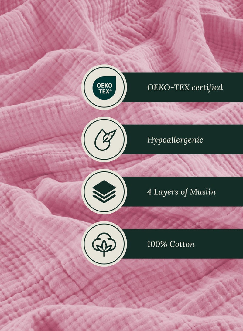 كلاود سكيب لينين بطانية أطفال موسلين ناعمة 4 طبقات | فائقة النعومة وخفيفة الوزن | متعددة الاستخدامات للاستخدام المتعدد | (الحجم 52 بوصة × 42 بوصة) - Image 4