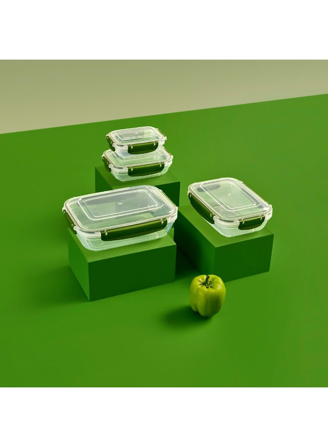 Dunya Plastik Dunia Fresh & Lock Green Rectangular 3-Piece Food Storage Refrigerator Container Set - With Airtight Lid - BPA Free - (900-1500-2400) ML - Image 5