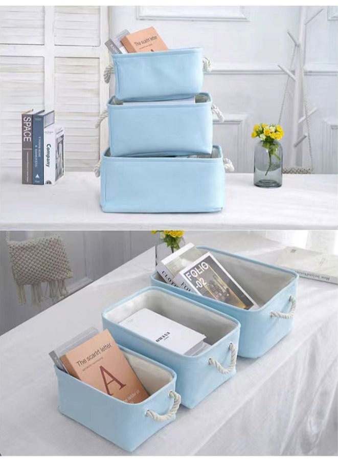 GOLDEN MILLION 2 PCS Storage Baskets for Shelves Flax Fabric Bins with Rope Handles Foldable Cube Rectangle Closet Organizer  - Image 5