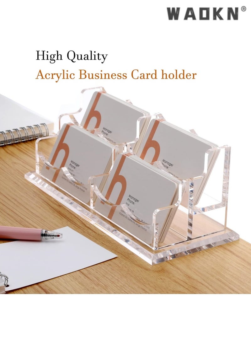 WAOKN Business Card Holder for Desk 2 Tier 4 Slots, Clear Acrylic Business Card Display Stand for Women and Men, Organize 200 Cards-1 Pack (4 Slots)  - Image 2