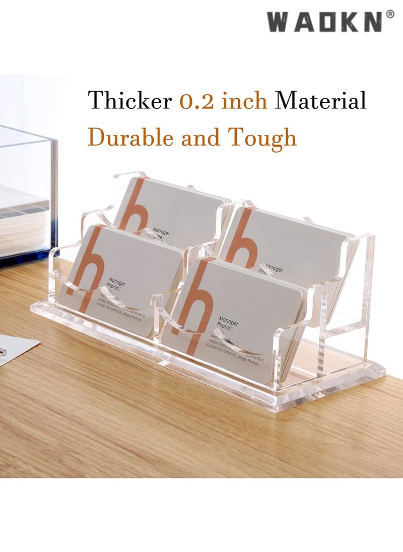 WAOKN Business Card Holder for Desk 2 Tier 4 Slots, Clear Acrylic Business Card Display Stand for Women and Men, Organize 200 Cards-1 Pack (4 Slots)  - Image 4