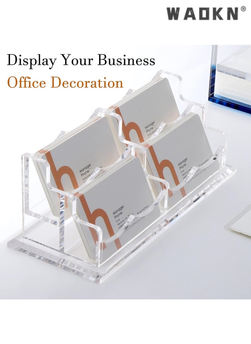 WAOKN Business Card Holder for Desk 2 Tier 4 Slots, Clear Acrylic Business Card Display Stand for Women and Men, Organize 200 Cards-1 Pack (4 Slots)  - Image 5