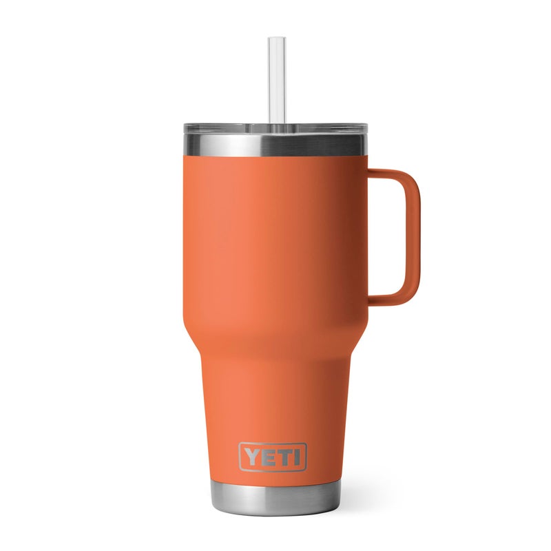 YETI Rambler 35 oz Tumbler with Handle and Straw Lid, Travel Mug Water Tumbler, Vacuum Insulated Cup with Handle, Stainless Steel, High Desert Clay - Image 1