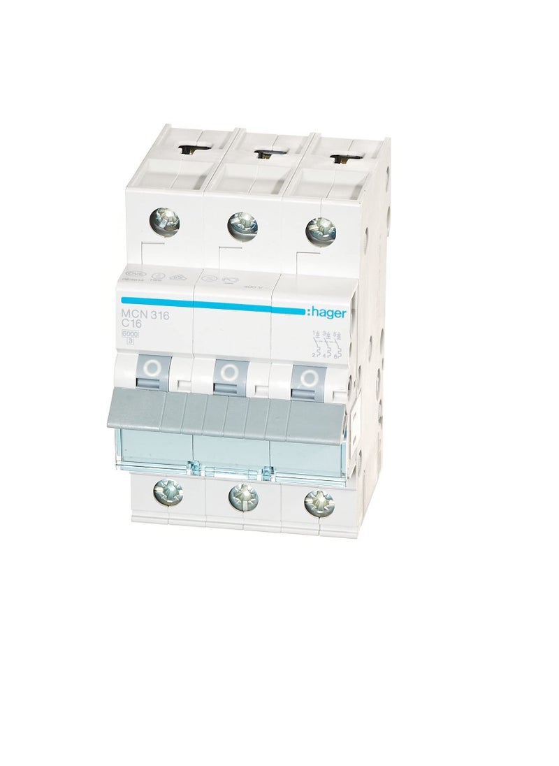 Hager HAGER Miniature circuit breaker Three Pole 16A 6KA TP MCB TYPE C MCN316 *ONEKONEKT*  - Image 3