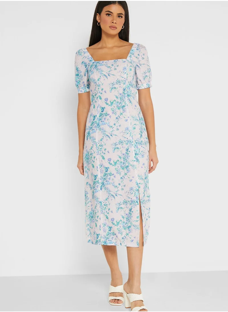 WHISTLES Floral Printed Button Detail Dress