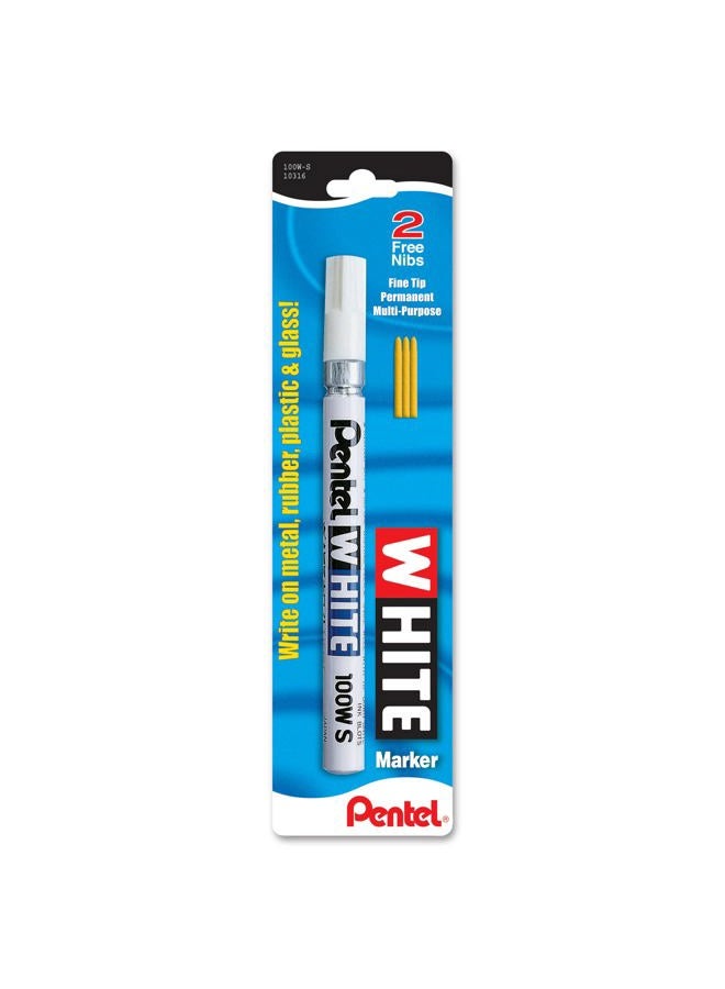 Pentel علامة دائمة، أبيض، نقطة دقيقة، عبوة واحدة (100W-S) - Image 1