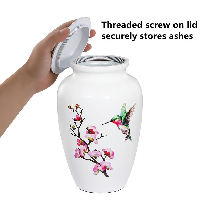 Icokee Hummingbird Cremation Urn For Adult Ashes White Funeral Urn Large Decorative Urn With Velvet Bag Up To 200 Lbs Capacity Urns For Human Ashes Adult Female Urns For Ashes Adult Male - Image 4