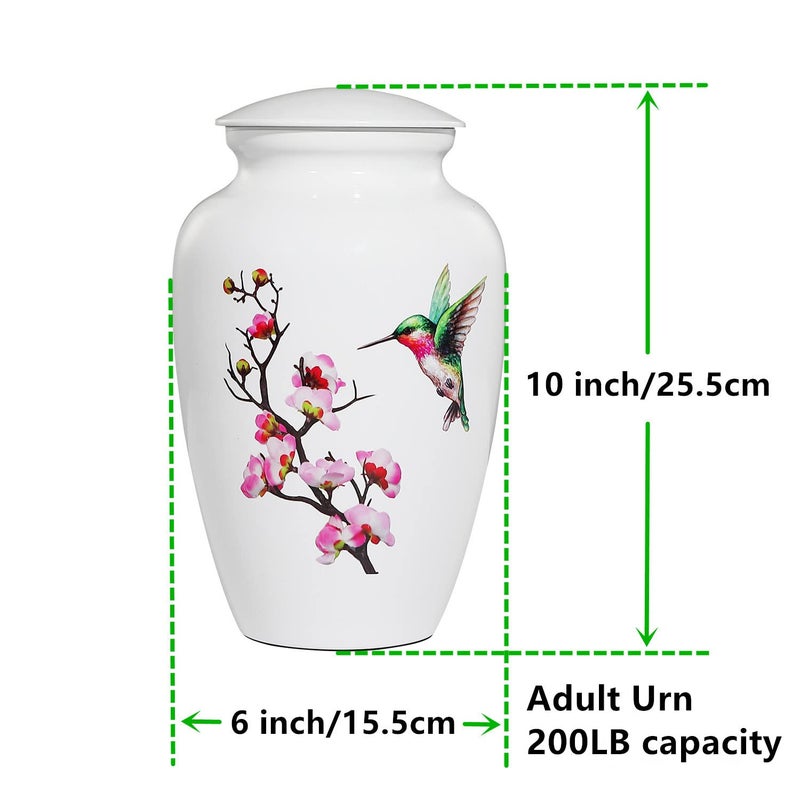Icokee Hummingbird Cremation Urn For Adult Ashes White Funeral Urn Large Decorative Urn With Velvet Bag Up To 200 Lbs Capacity Urns For Human Ashes Adult Female Urns For Ashes Adult Male - Image 3
