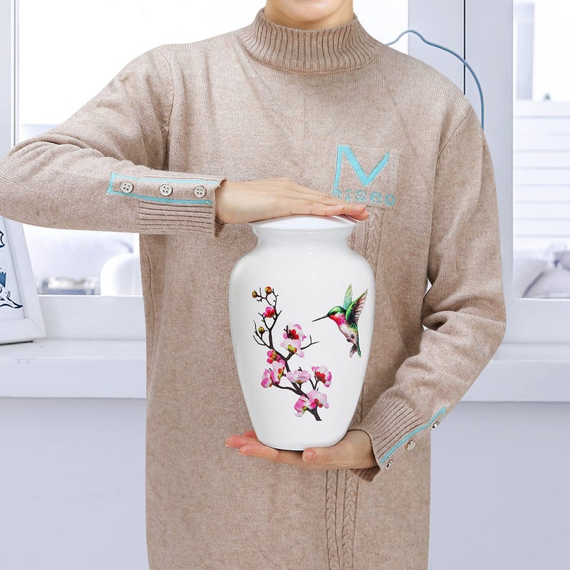 Icokee Hummingbird Cremation Urn For Adult Ashes White Funeral Urn Large Decorative Urn With Velvet Bag Up To 200 Lbs Capacity Urns For Human Ashes Adult Female Urns For Ashes Adult Male - Image 2