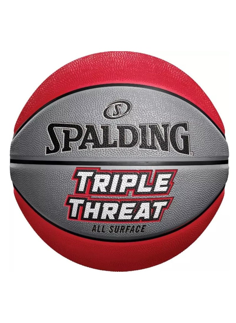 SPALDING Triple Threat Rubber Basketball | Official Size 7 | Durable Construction | Outdoor/Indoor Play