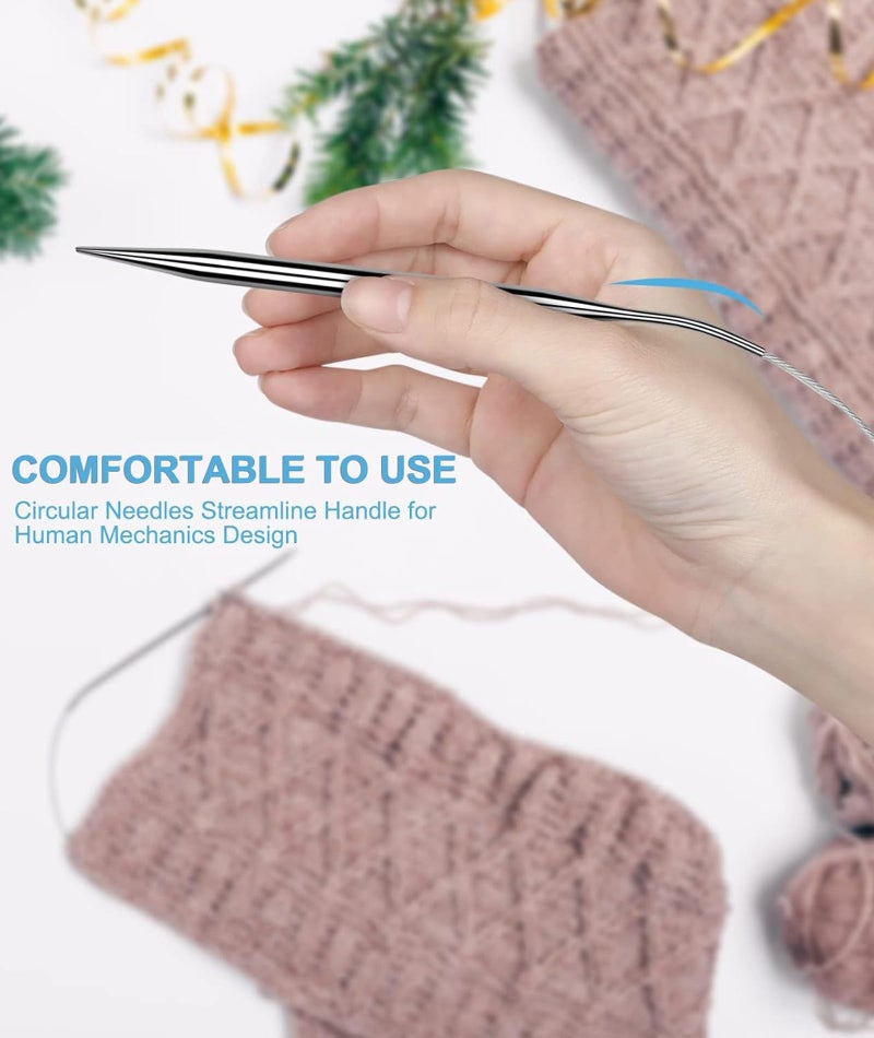 Zbdroxygen 11 Pcs Circular Knitting Needles,Knitting Needles Set,Knitting Needle,Suitable for Weaving Socks, Gloves, Scarves, Hats and Sweaters - Image 4