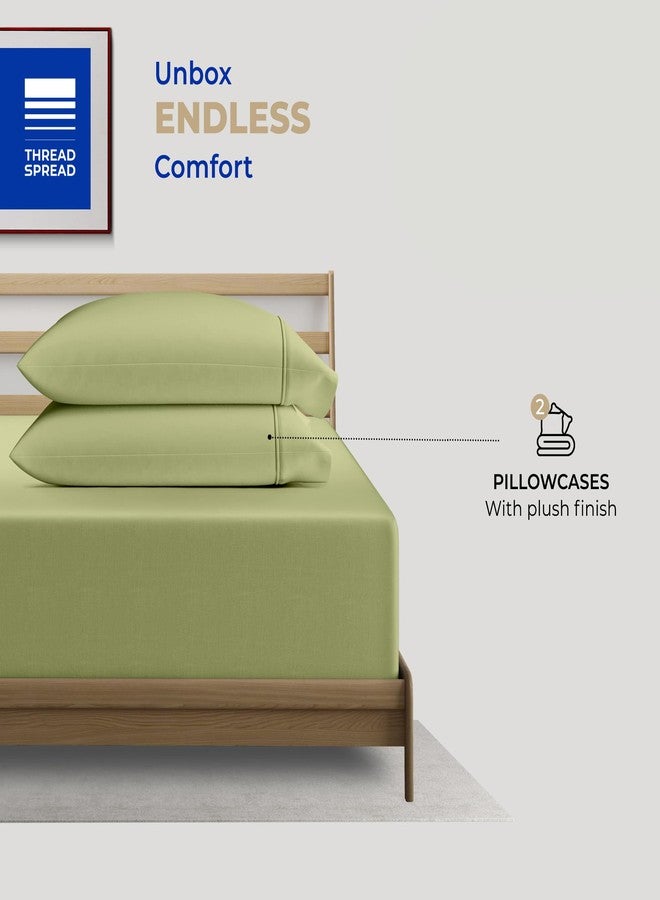 THREAD SPREAD 100% Cotton Pillowcases Standard/Queen Size Set of 2-400 Thread Count Cotton Pillowcases, Ultra Soft Cool Sateen Weave Pillow Cases for Sleeping, Set of 2 Pillow Covers (Herb Green) - Image 3