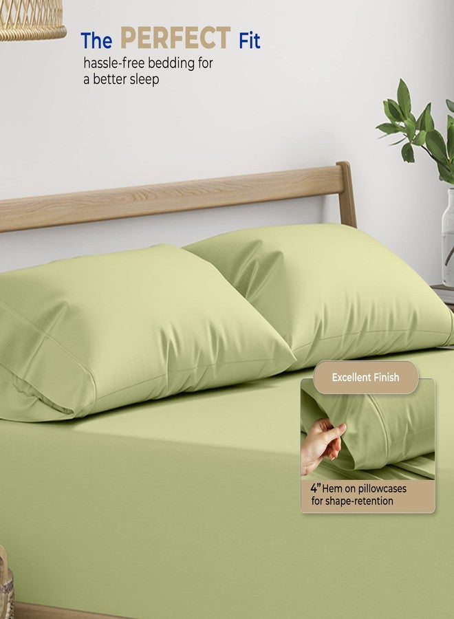 THREAD SPREAD 100% Cotton Pillowcases Standard/Queen Size Set of 2-400 Thread Count Cotton Pillowcases, Ultra Soft Cool Sateen Weave Pillow Cases for Sleeping, Set of 2 Pillow Covers (Herb Green) - Image 4