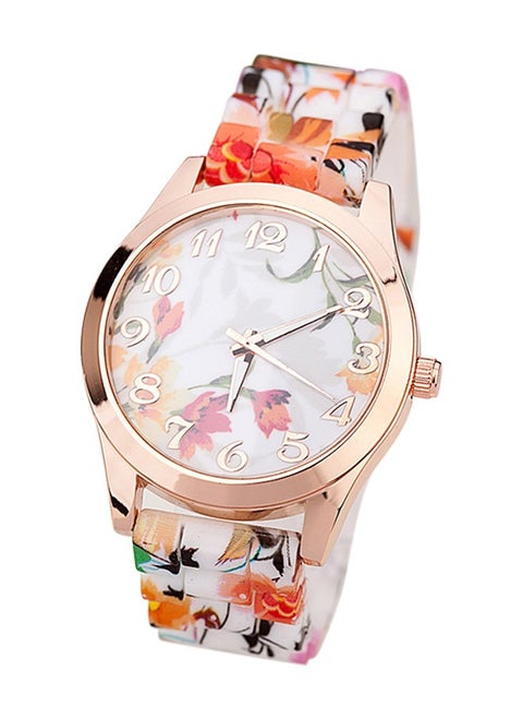 Women Floral Pattern Silicone Jelly Gel Quartz Analog Wrist Watch Silicone Watch Printed Elegant Flower Sapphire Crystal Watch Women's Quartz Watch For Ball Birthday Party