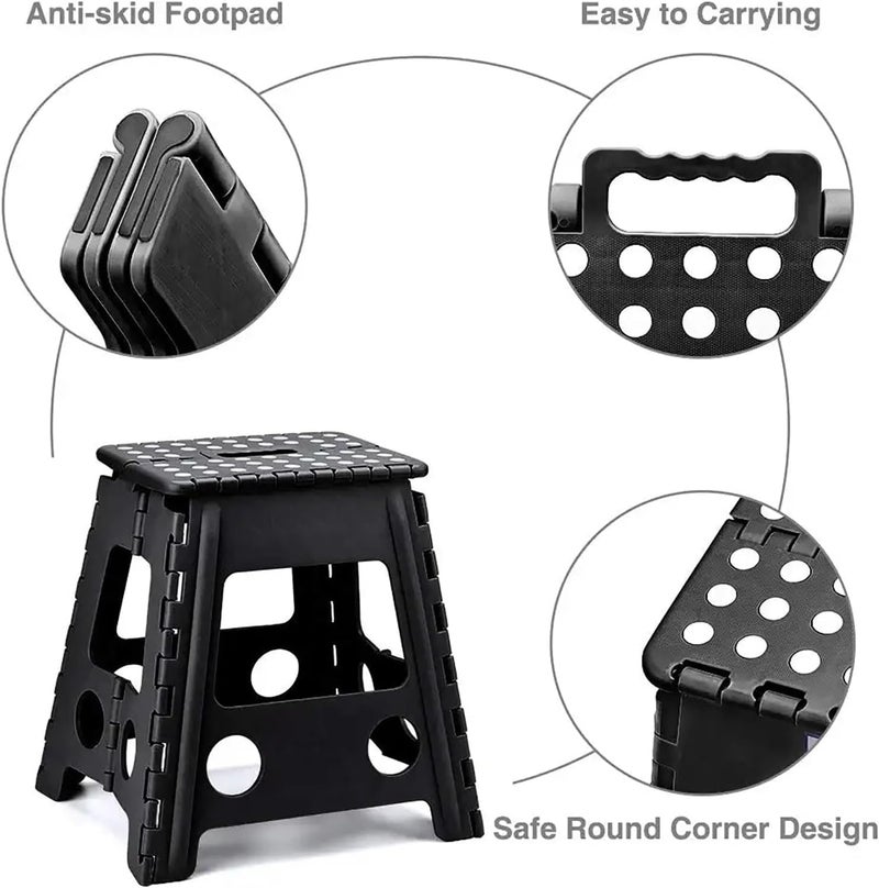 AONAT 45 cm Folding Stool, Folding Step Stool, Portable Folding Stool, Non-Slip Footrest for Children and Adults Elderly for Kitchen, Bathroom, Garden, Home - Image 3