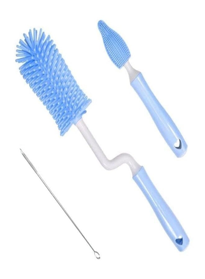 SHOPELLA Silicone Baby Bottle Brush Set 360° Rotating Long Handle Water Bottle Cleaner Brush, Teat & Straw Brush Cleaning Cup Brush for Baby Bottles Plastic,Glass, Straws (Multi-Colour) - Image 1