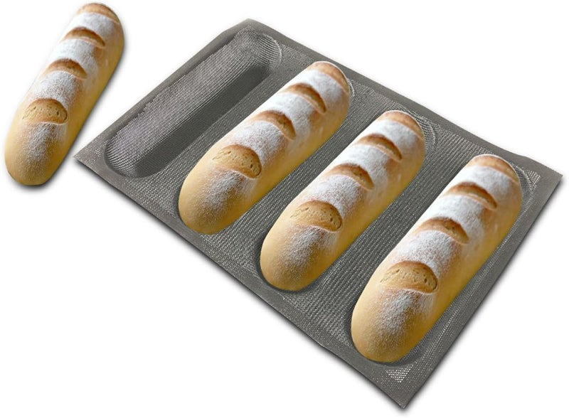 BLUE DROP Silicone Bread Forms For Hot Dog Baking Molds Sandwich Making Sheet 4 Cavities 9 inches Loaf Eclair Mats - Image 1