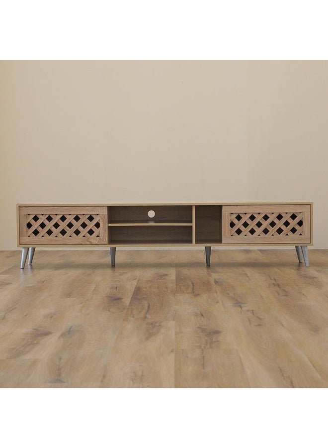 DANUBE HOME Como Tv Cabinet Upto 55 Inches Entertainment Wall Tv Unit Wooden Tv Rack Stand Media Console Table For Living Room L 160x40x44.5 Cm Sonoma Oak - Image 2