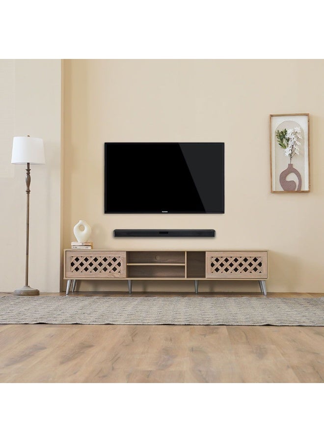 DANUBE HOME Como Tv Cabinet Upto 55 Inches Entertainment Wall Tv Unit Wooden Tv Rack Stand Media Console Table For Living Room L 160x40x44.5 Cm Sonoma Oak - Image 1