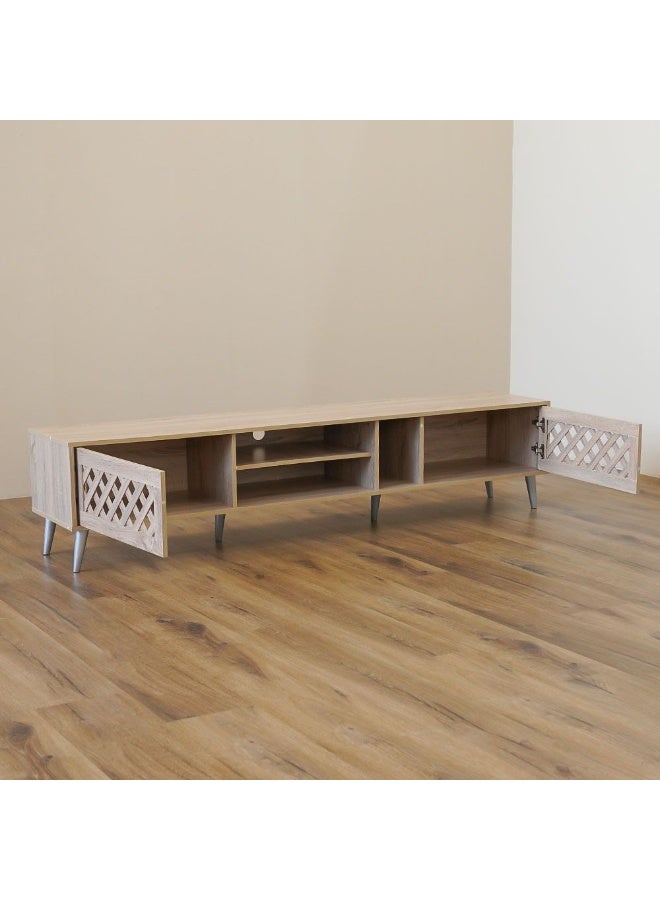 DANUBE HOME Como Tv Cabinet Upto 55 Inches Entertainment Wall Tv Unit Wooden Tv Rack Stand Media Console Table For Living Room L 160x40x44.5 Cm Sonoma Oak - Image 5