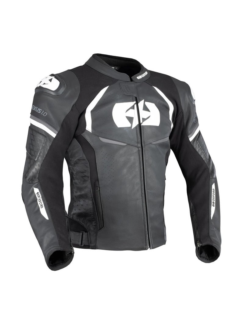 Oxford Nexus 1.0 Leather MS Jkt Blk/Wht - Image 1
