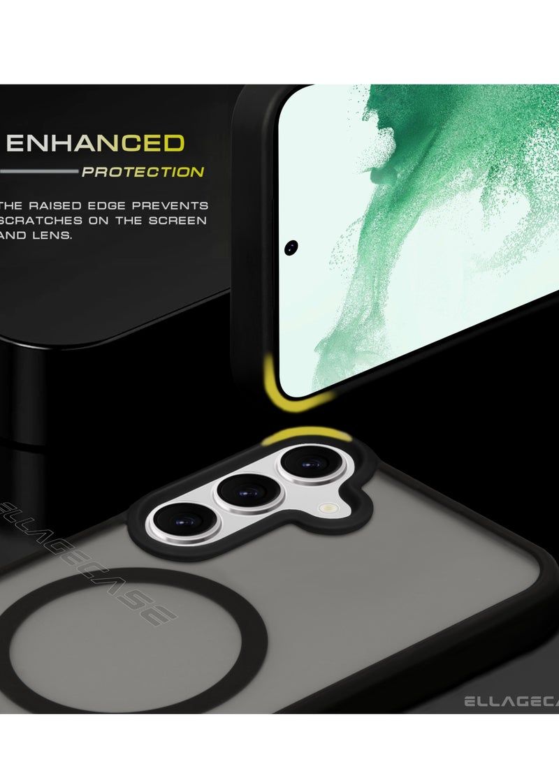 ELLAGECASE حافظة أنيقة سوداء لهاتف سامسونج جالاكسي S25 بلس، حماية قوية للكاميرا، مضادة للصدمات، حماية معززة، متوافقة مع شحن MagSafe والشحن اللاسلكي - Image 3
