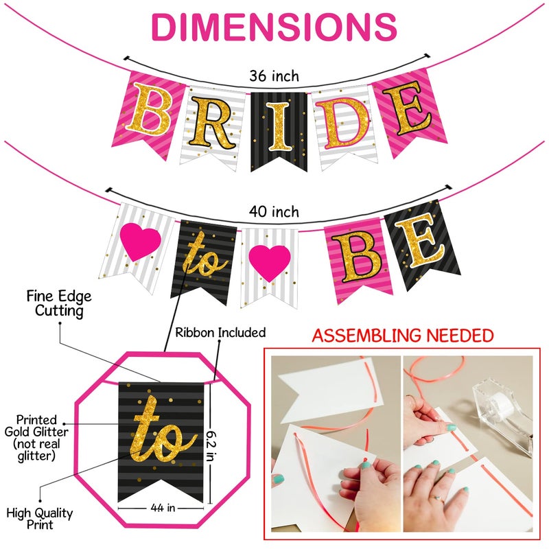 Zyozique Zyozique Bachelorette Party Decorations Kit / Bride To Be Decorations Items, Engagement Party Kit - Bride to be Paper Banner | Photo Booth Props with Sash (Pack of 17)  - Image 3