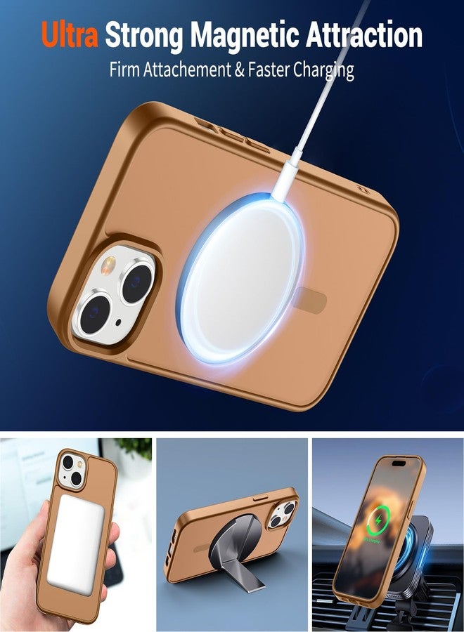 استلق جراب SUPFINE المغناطيسي لهاتف iPhone 15 (متوافق مع MagSafe) (حماية من السقوط بمعايير عسكرية) جراب هاتف شفاف غير لامع مقاوم للصدمات ومضاد لبصمات الأصابع، بني - Image 5