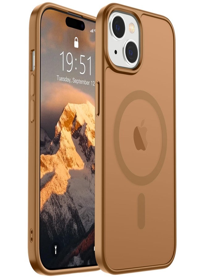 استلق جراب SUPFINE المغناطيسي لهاتف iPhone 15 (متوافق مع MagSafe) (حماية من السقوط بمعايير عسكرية) جراب هاتف شفاف غير لامع مقاوم للصدمات ومضاد لبصمات الأصابع، بني - Image 1