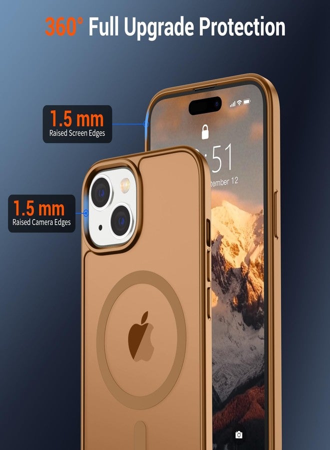 استلق جراب SUPFINE المغناطيسي لهاتف iPhone 15 (متوافق مع MagSafe) (حماية من السقوط بمعايير عسكرية) جراب هاتف شفاف غير لامع مقاوم للصدمات ومضاد لبصمات الأصابع، بني - Image 4