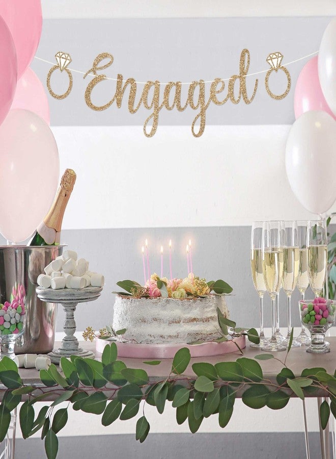 Perfect Occasion لافتة خطوبة جاهزة - لا تحتاج إلى تركيب - لافتة زفاف/خطوبة/حفل توديع العزوبية ذهبية لامعة - معلقة مسبقًا على خيط بطول 8 أقدام - قالت نعم، عروس المستقبل، زينة حفلة خطوبة سعيدة - لا تحتاج إلى تركيب - Image 2