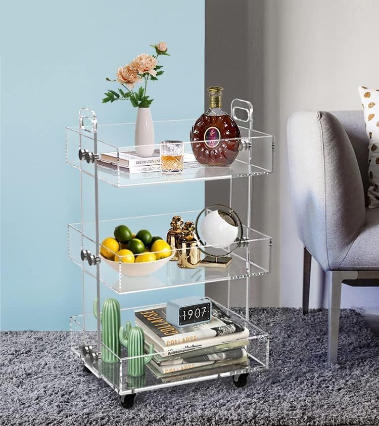 ONELUX 3-Tier Acrylic Utility Rolling Cart, Multifunction Storage Cart On Wheels - Image 2