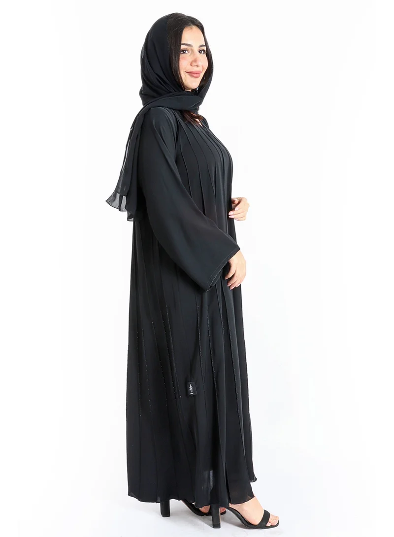 IKKXA Royal Elegance Handwork Emirati Abaya AIK5018 Black